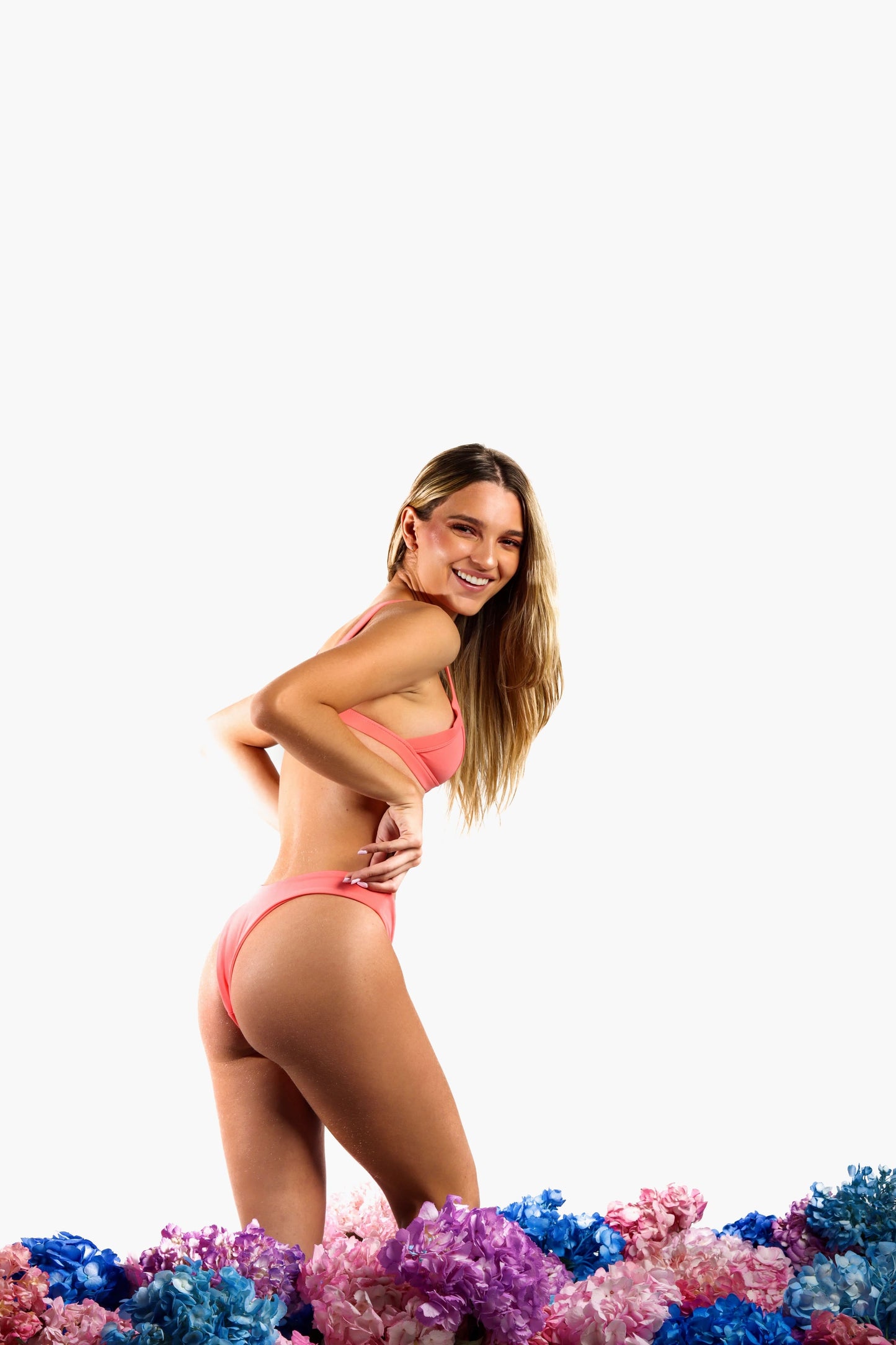 PINK ROSE HIGH LEG BIKINI BOTTOM